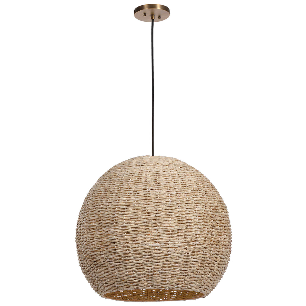 Uttermost Seagrass 1 Light Dome Pendant Pendants Uttermost CORN ROPE, STEEL  