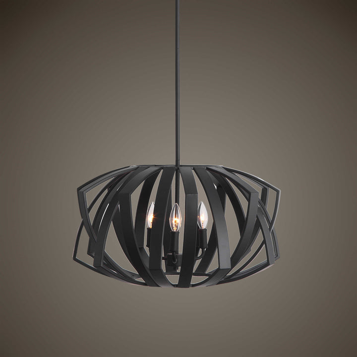 Uttermost Thales Black Geometric 3 Light Pendant