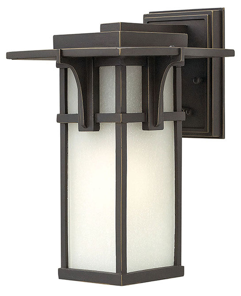 OUTDOOR MANHATTAN Wall Mount Lantern Outdoor l Wall Hinkley Oil Rubbed Bronze/ Etched Seedy Glass 8.0x7.25x11.75 