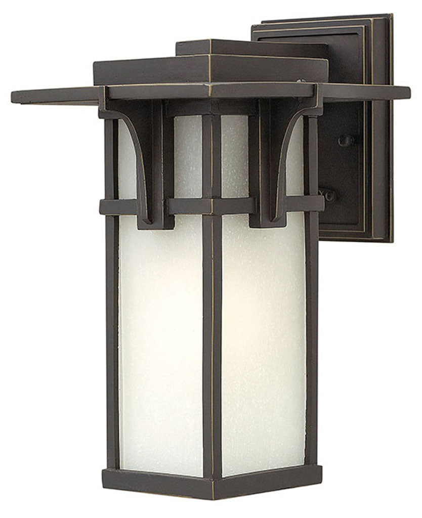 OUTDOOR MANHATTAN Wall Mount Lantern Outdoor Wall Lights Hinkley Oil Rubbed Bronze/ Etched Seedy Glass 8.0x7.25x11.75 