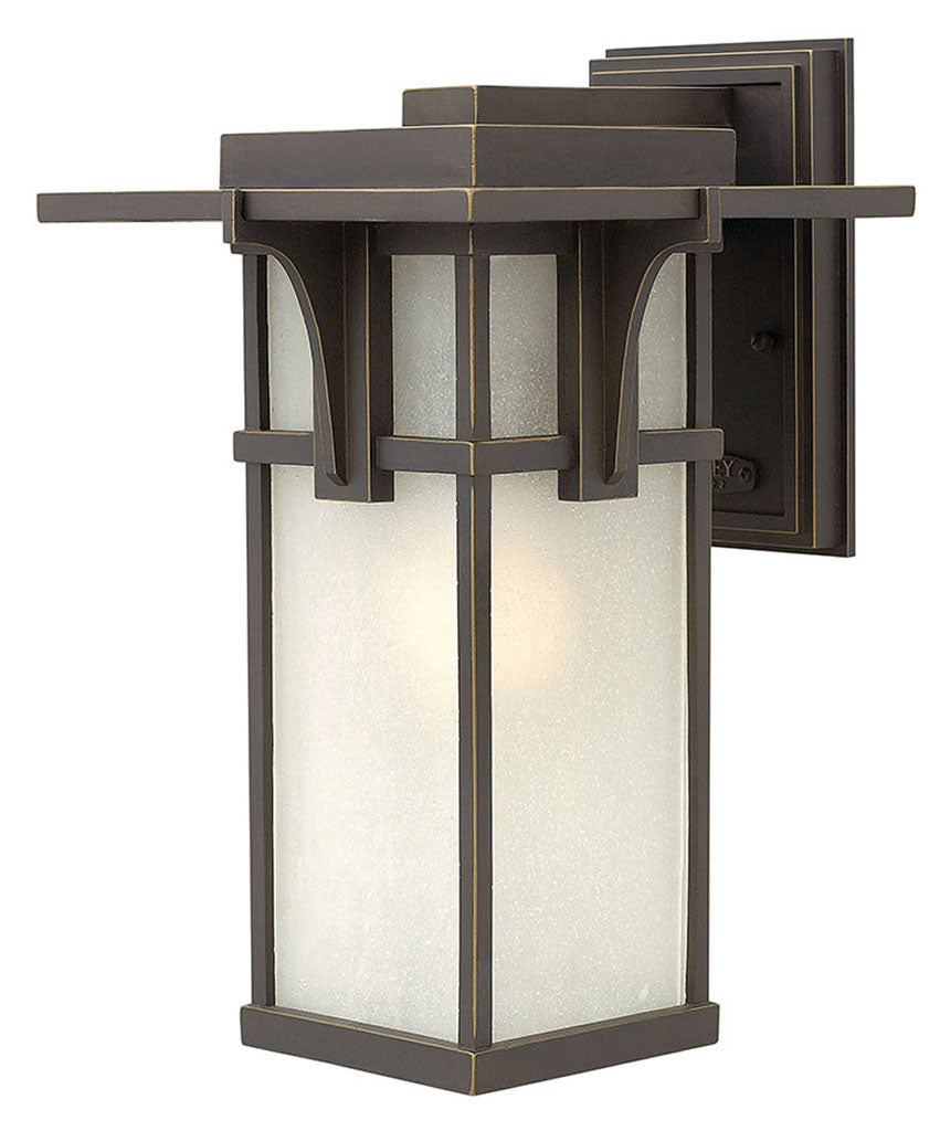 OUTDOOR MANHATTAN Wall Mount Lantern Outdoor Wall Lights Hinkley Oil Rubbed Bronze/ Etched Seedy Glass 10.25x9.25x15.0 