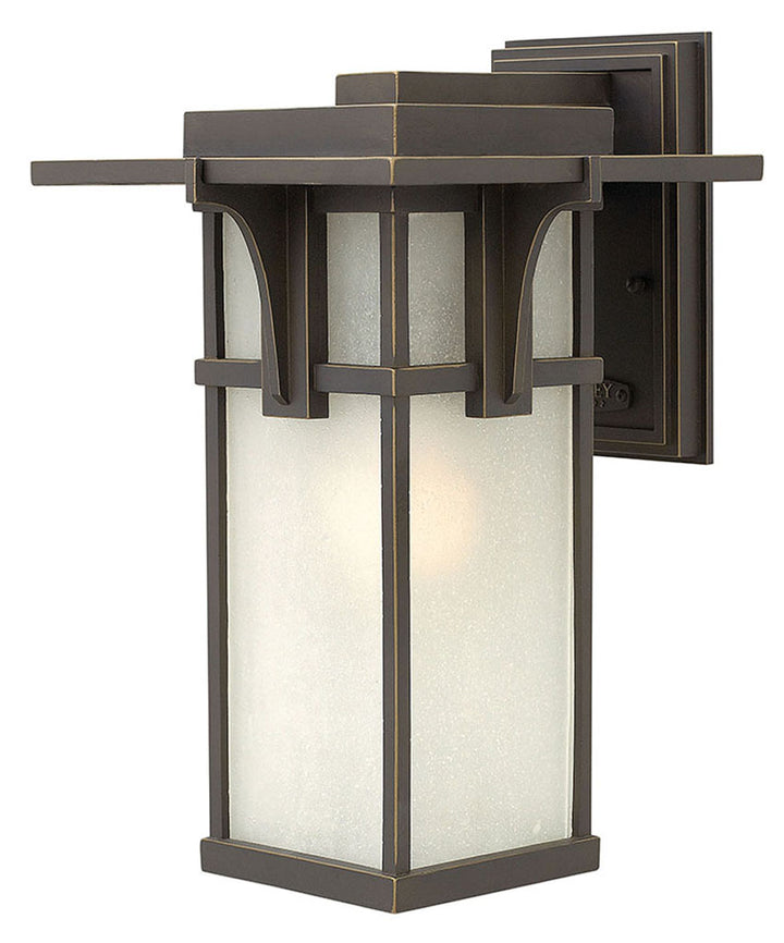 OUTDOOR MANHATTAN Wall Mount Lantern Outdoor Wall Lights Hinkley Oil Rubbed Bronze/ Etched Seedy Glass 10.25x9.25x15.0