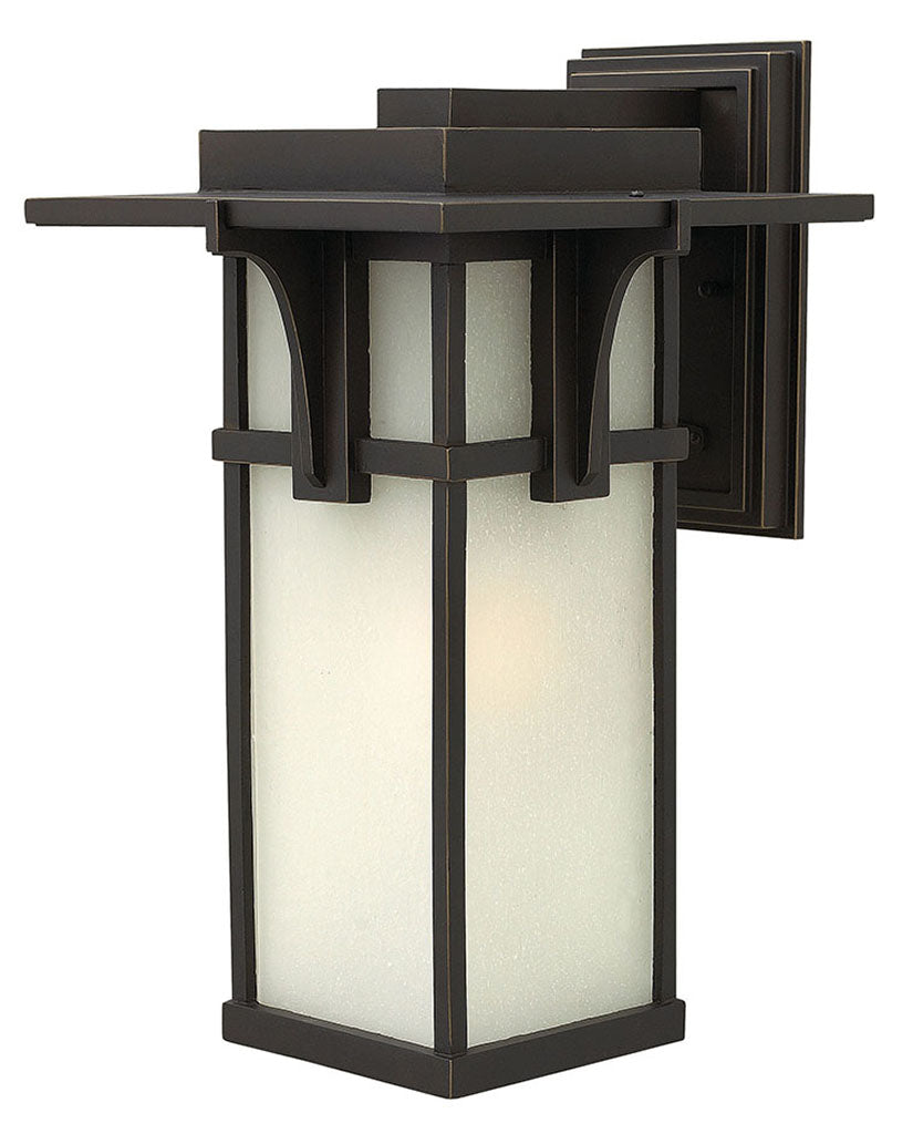 OUTDOOR MANHATTAN Wall Mount Lantern Outdoor Wall Lights Hinkley Oil Rubbed Bronze/ Etched Seedy Glass 12.5x11.25x18.5