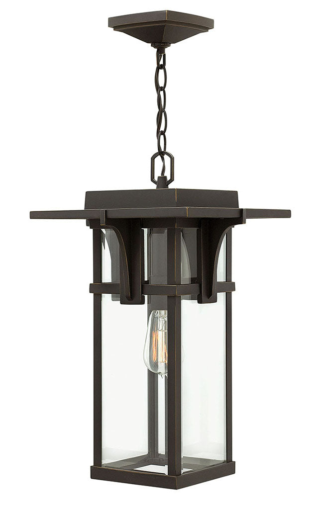 OUTDOOR MANHATTAN Hanging Lantern Outdoor Hanging Lights Hinkley Oil Rubbed Bronze Clear