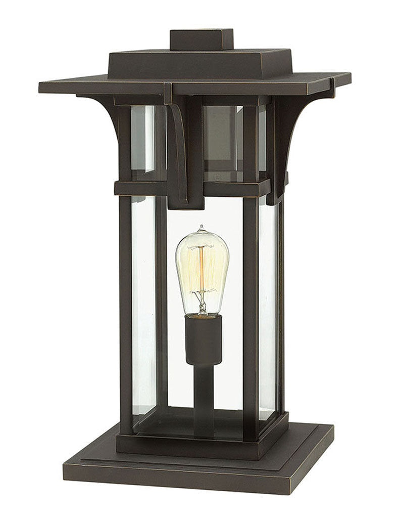 OUTDOOR MANHATTAN Pier Mount Lantern Outdoor Wall Lights Hinkley Oil Rubbed Bronze Clear