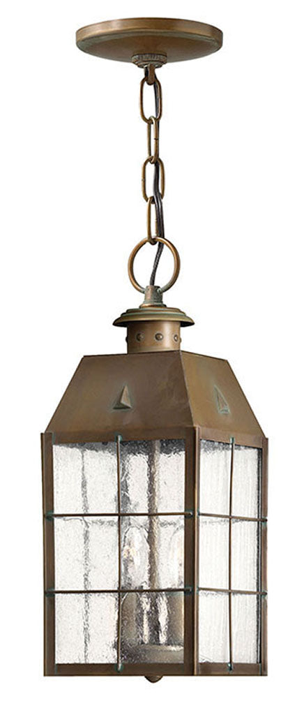 OUTDOOR NANTUCKET Hanging Lantern Outdoor Light Fixture l Hanging Hinkley Aged Brass 5.5x5.5x14.5 