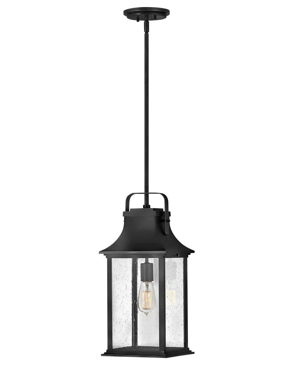 OUTDOOR GRANT Hanging Lantern Outdoor Light Fixture l Hanging Hinkley Textured Black 8.5x8.5x19.75 