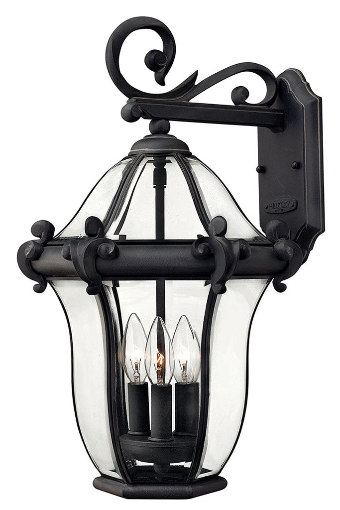 OUTDOOR SAN CLEMENTE Wall Mount Lantern Outdoor Wall Lights Hinkley Museum Black 12.25x12.25x19.75