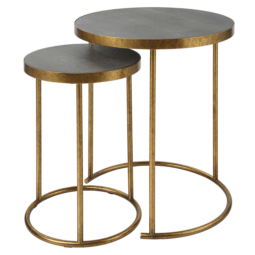 Uttermost Aragon Brass Nesting Tables, S/2 Decorative Accents Uttermost METAL,MDF,SHARGEEN PU  