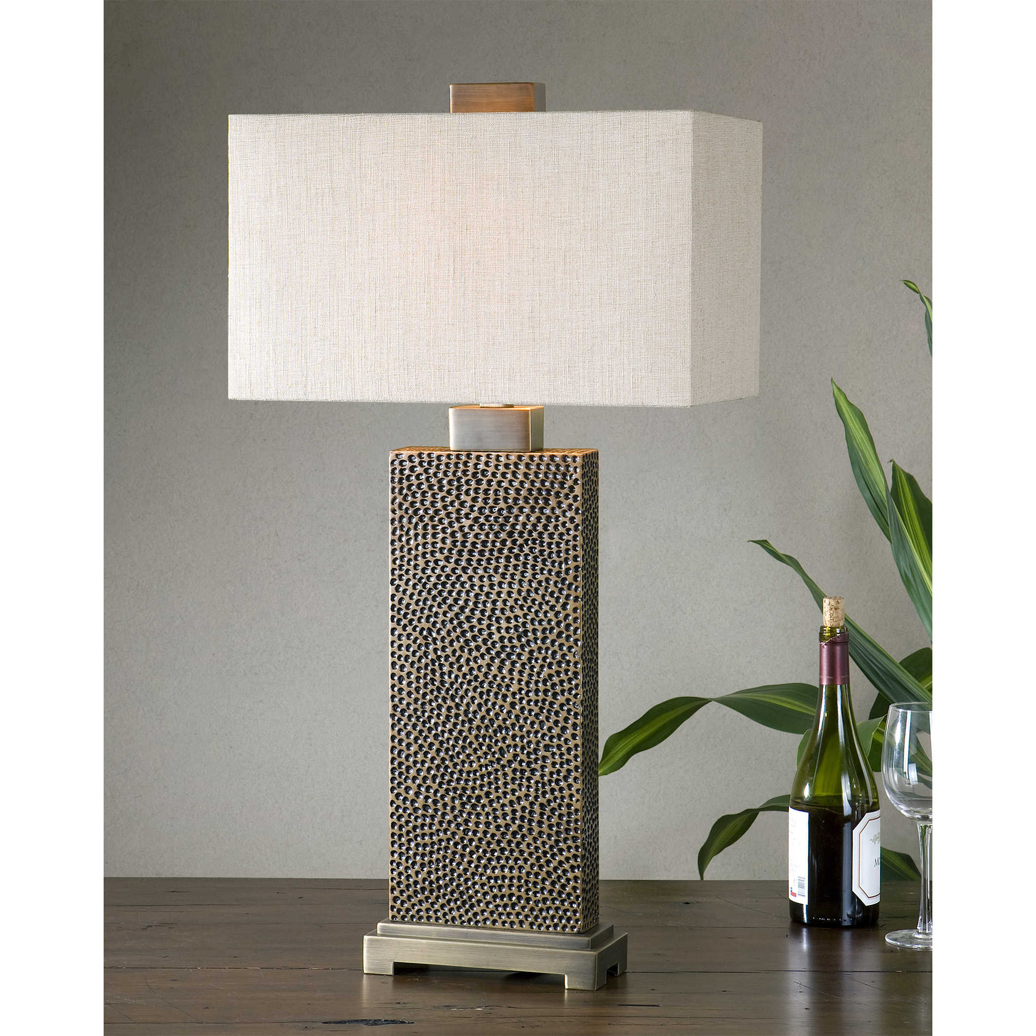 Uttermost Canfield Coffee Bronze Table Lamp Lamp Uttermost METAL, RESIN, FABRIC  