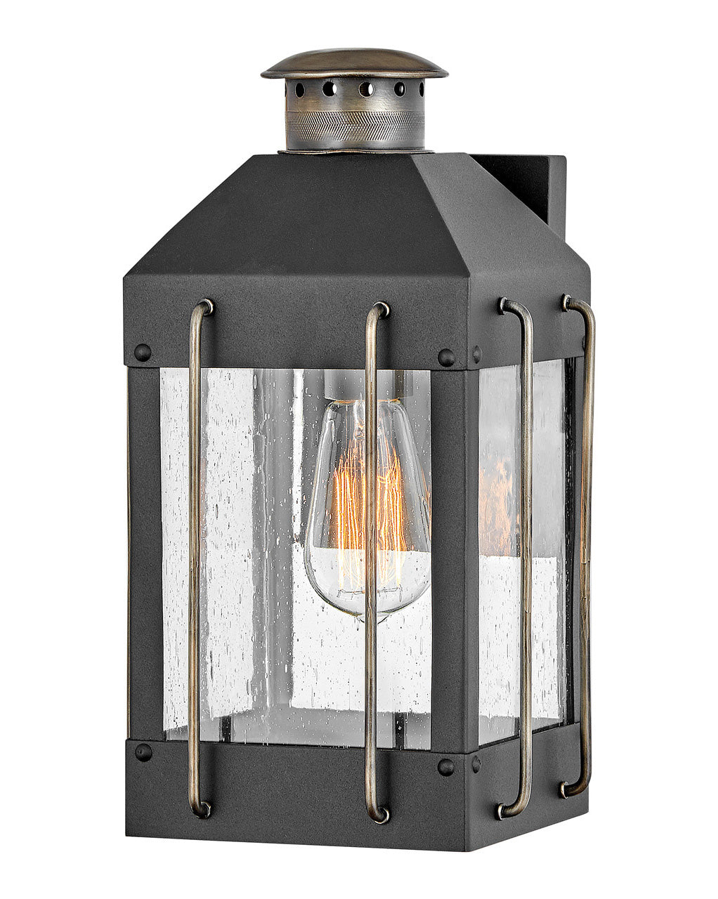 OUTDOOR FITZGERALD Wall Mount Lantern Outdoor Wall Lights Hinkley Textured Black 7.5x7.5x13.25 