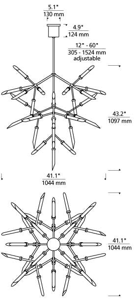 Tech Lighting Spur Grande Chandelier Chandeliers Visual Comfort Modern   