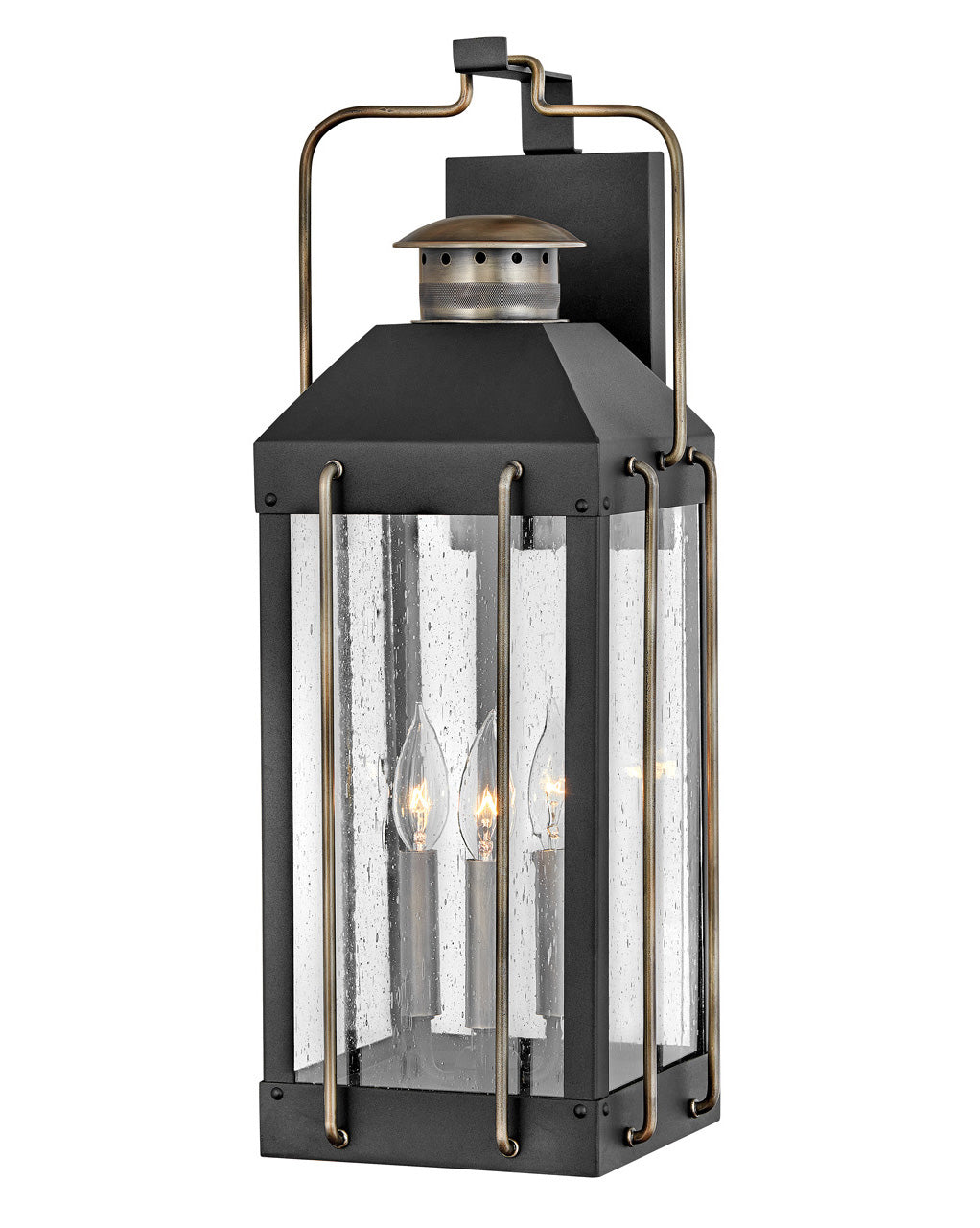 OUTDOOR FITZGERALD Wall Mount Lantern Outdoor Wall Lights Hinkley Textured Black 9.25x9.25x24.0