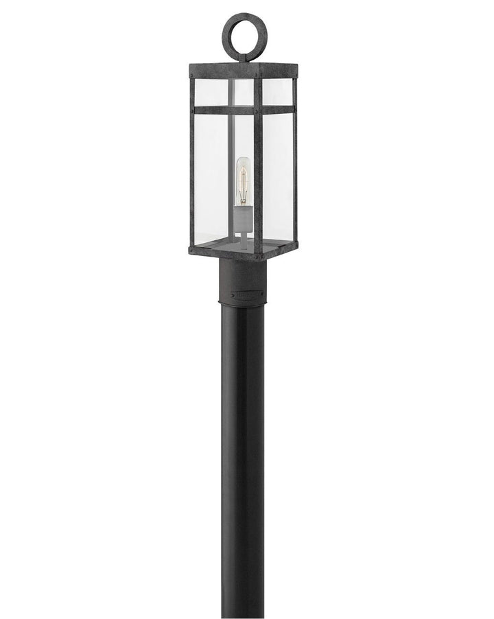 OUTDOOR PORTER Post Top or Pier Mount Lantern Pier & Post Mount Lights Hinkley Aged Zinc 6.5x6.5x22.75 