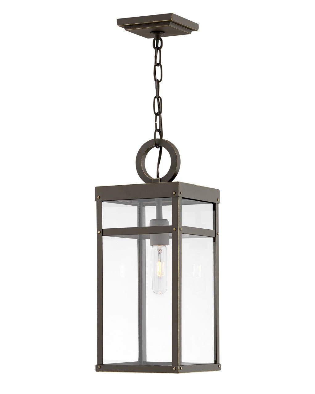 OUTDOOR PORTER Hanging Lantern Outdoor Light Fixture l Hanging Hinkley Oil Rubbed Bronze 7.5x7.5x19.0 