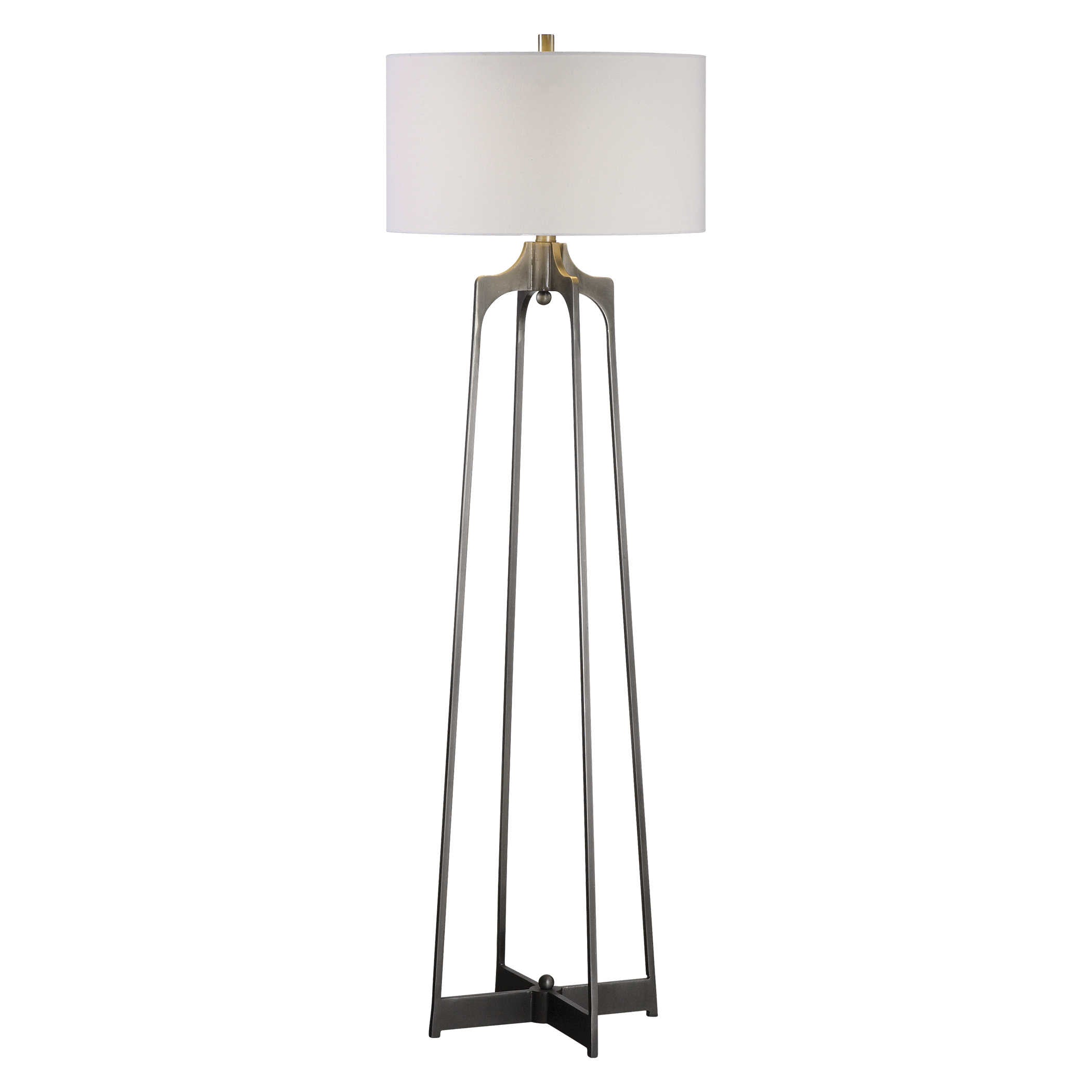 Uttermost Adrian Modern Floor Lamp Lamp Uttermost Steel, Fabric  