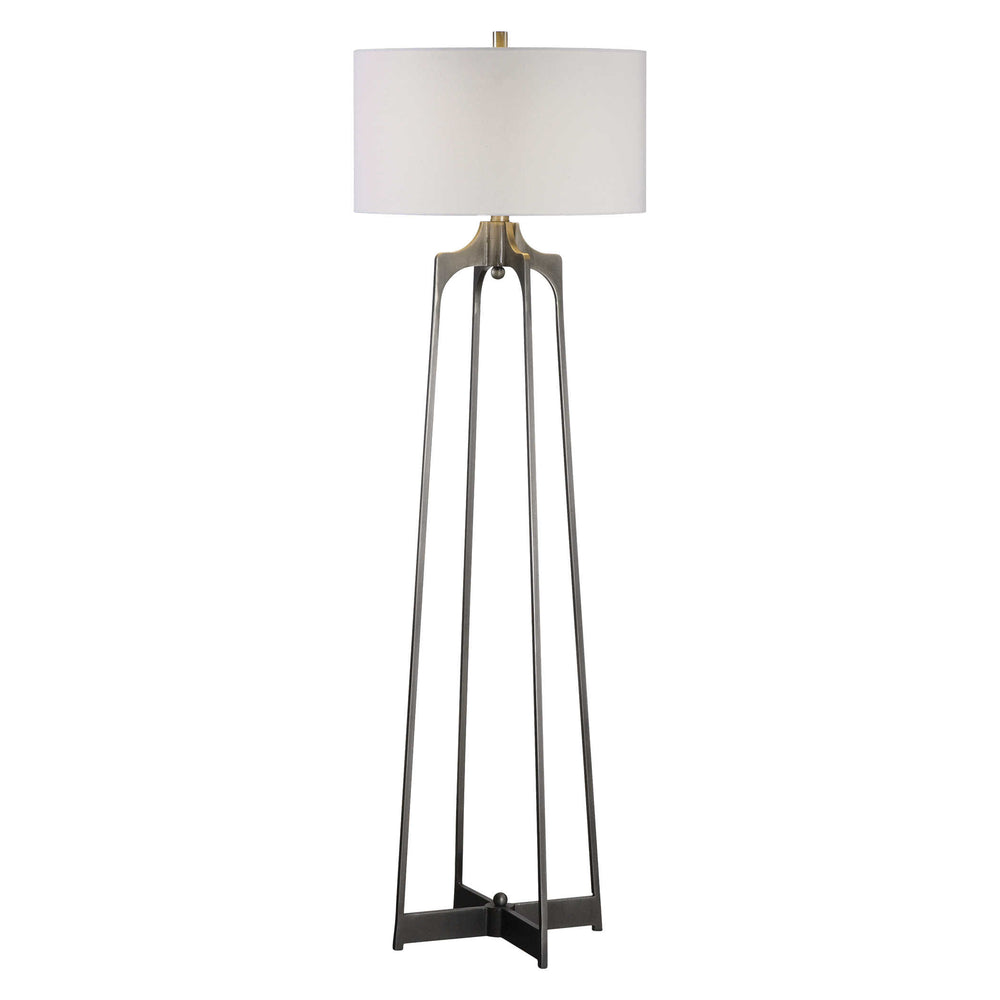 Uttermost Adrian Modern Floor Lamp Floor Lamps Uttermost Steel, Fabric  