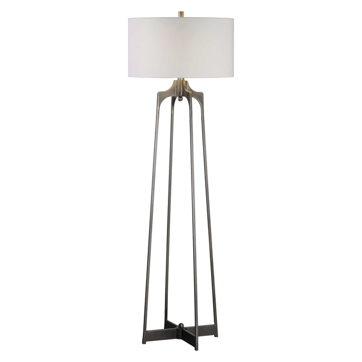 Uttermost Adrian Modern Floor Lamp Floor Lamps Uttermost Steel, Fabric