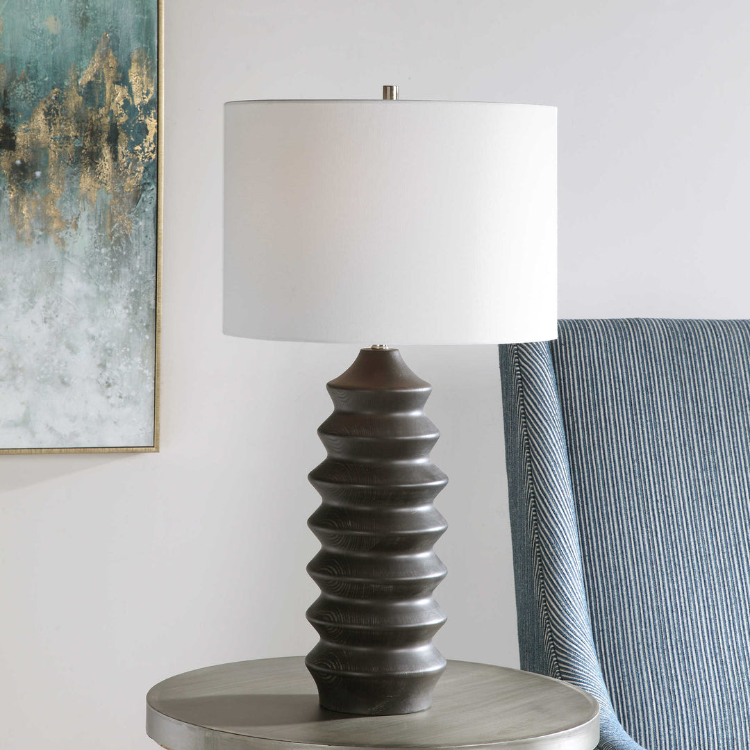 Uttermost Mendocino Modern Table Lamp Table Lamps Uttermost Wood, Steel ,Fabric  