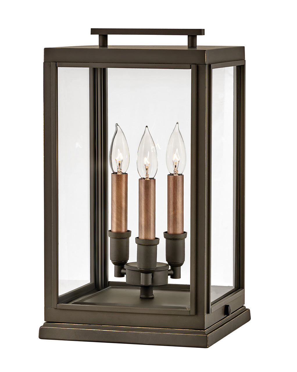 OUTDOOR SUTCLIFFE Pier Mount Lantern Outdoor Wall Lights Hinkley Oil Rubbed Bronze 10.25x10.25x18.0