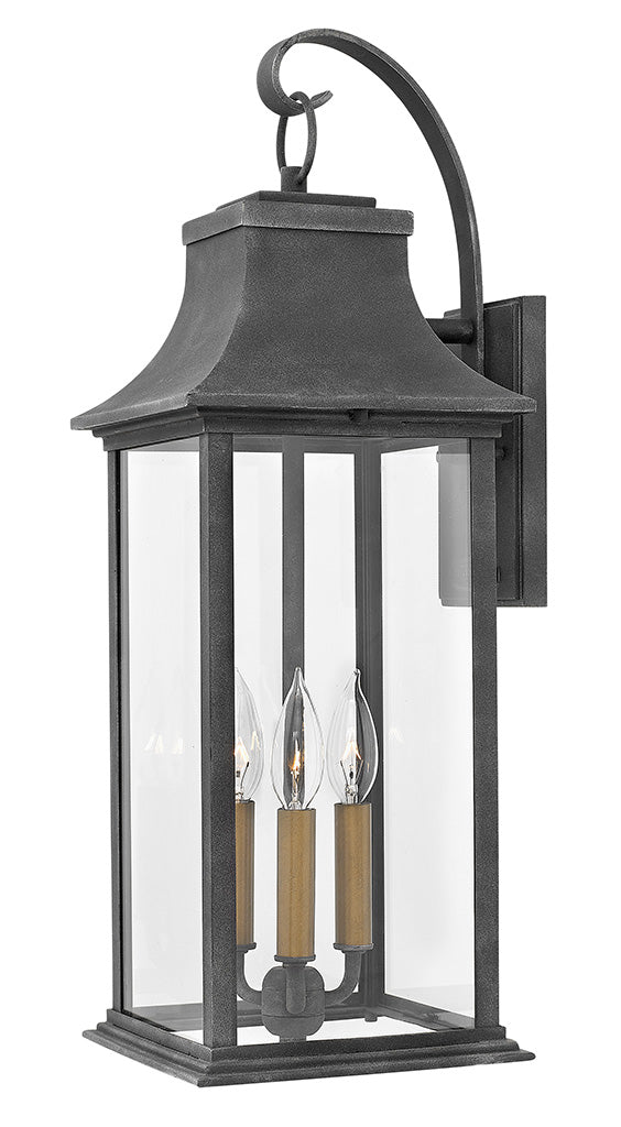 OUTDOOR ADAIR Wall Mount Lantern Outdoor Wall Lights Hinkley Aged Zinc 9.75x8.5x24.5 