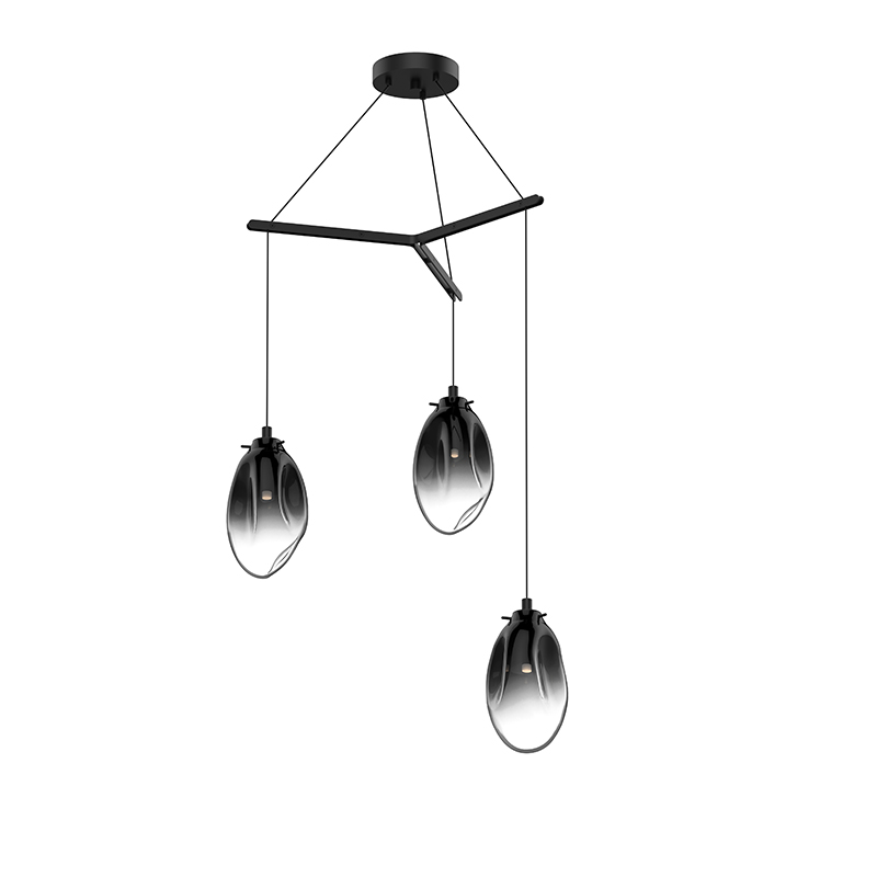 Sonneman 3-Light Tri-Spreader LED Pendant Pendants Sonneman Satin Black / Smoke Fade  