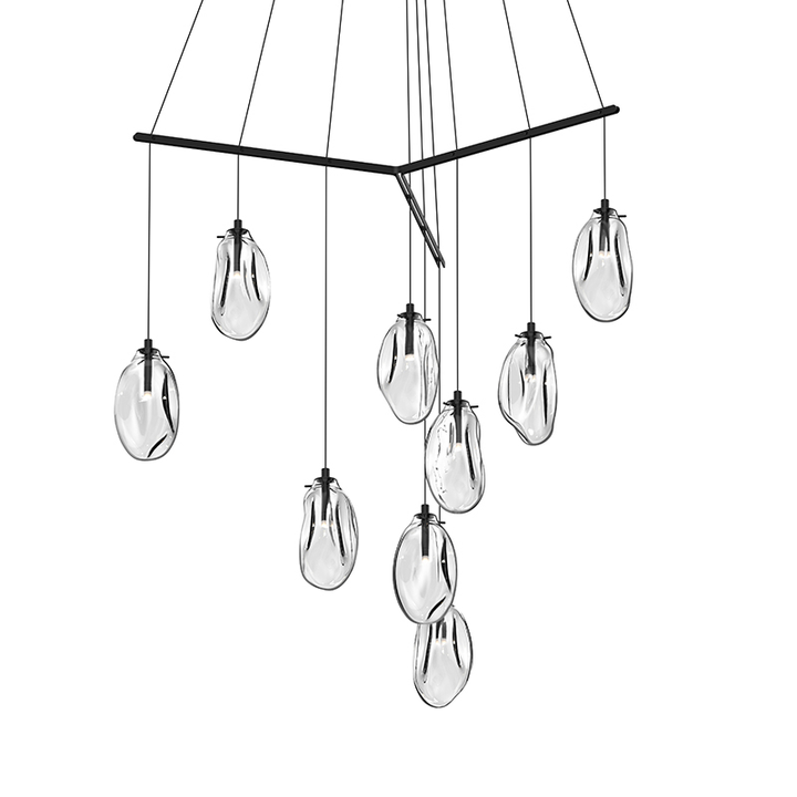 Sonneman 9-Light Tri-Spreader LED Pendant Pendants Sonneman Satin Black / Clear  