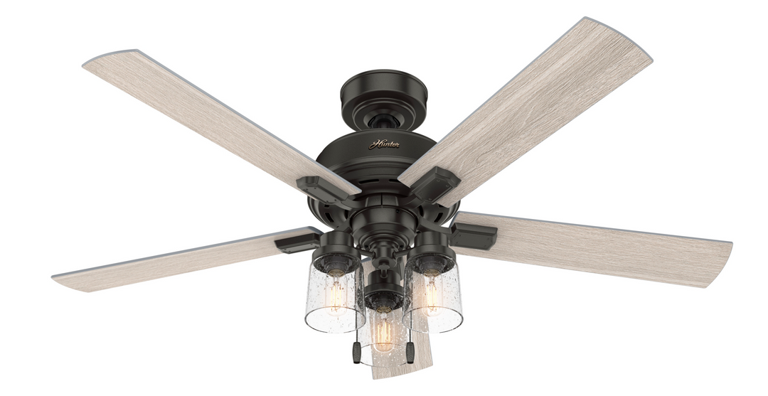 Hunter 52 inch Hartland Ceiling Fan with LED Light Kit and Pull Chain Indoor Ceiling Fans Hunter