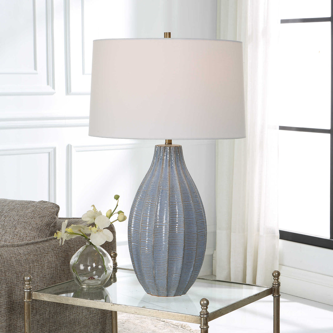 Uttermost Veston Blue Glaze Table Lamp Table Lamps Uttermost Steel&ceramic  