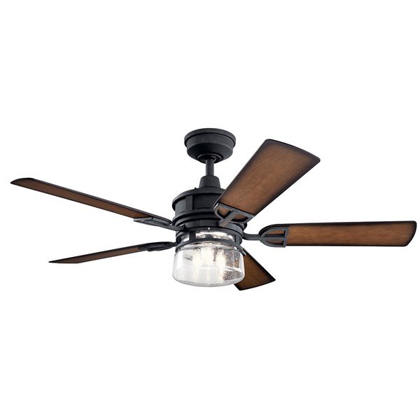 Kichler 52 Inch Lyndon Patio Fan LED 310239 Indoor Ceiling Fans Kichler Distressed Black  