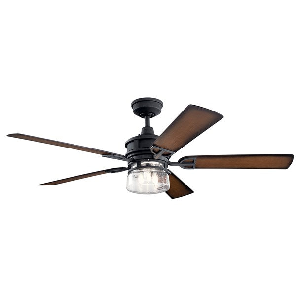 Kichler 60 Inch Lyndon Patio Fan LED 310240 Ceiling Fan Kichler Distressed Black  
