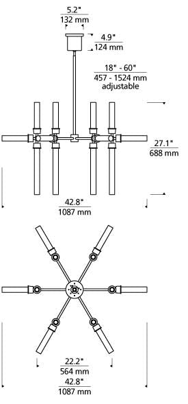 Tech Lighting Linger 18 Light Chandelier Chandeliers Visual Comfort Modern   