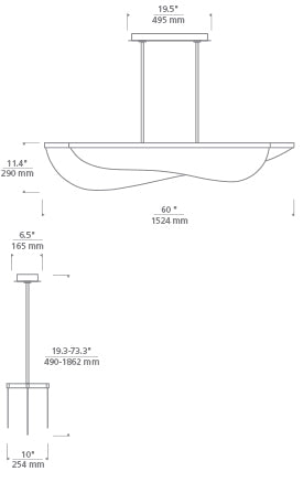 Tech Lighting Nyra 60 Linear Suspension Chandeliers Visual Comfort Modern   