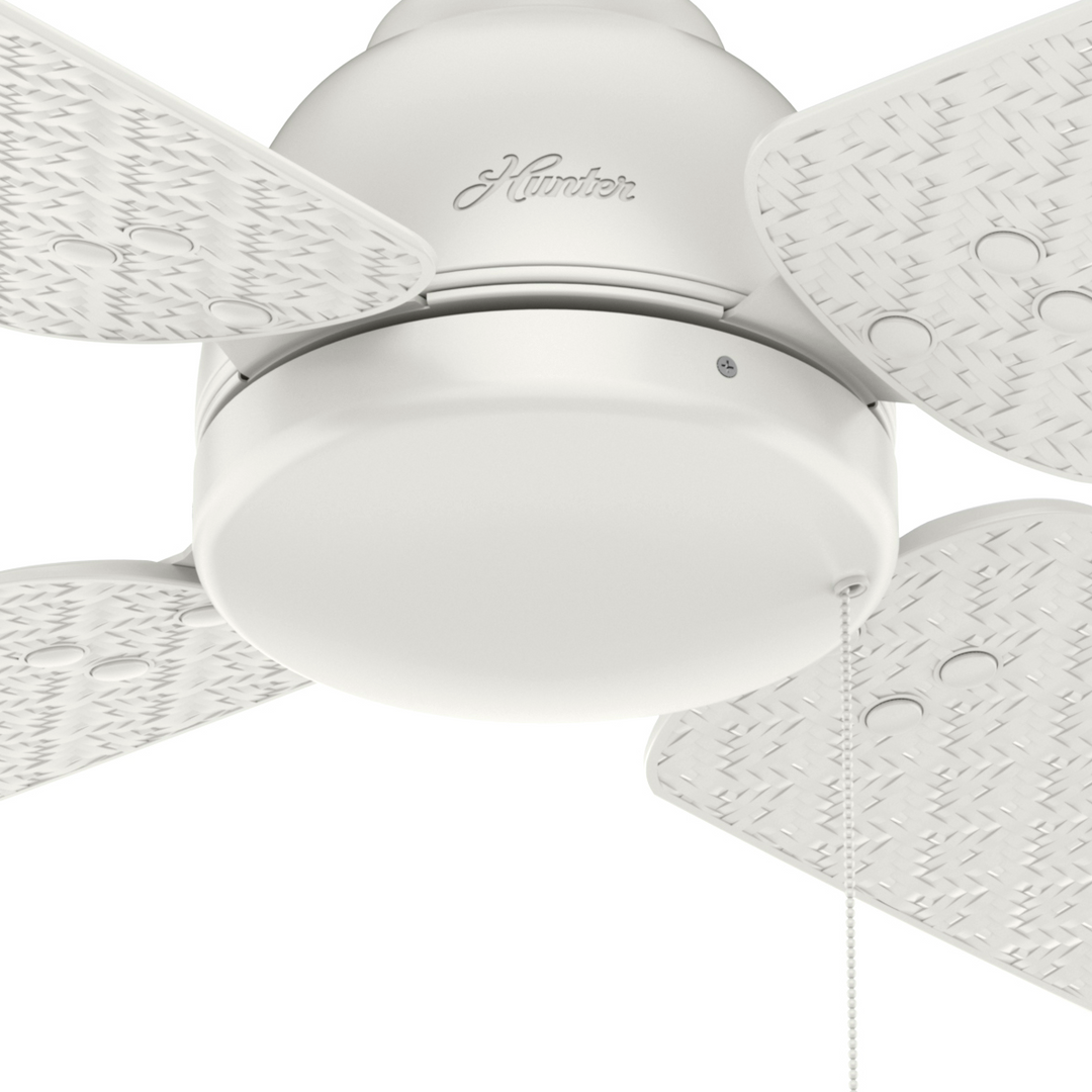 Hunter 52 inch Sunnyvale Damp Rated Ceiling Fan and Pull Chain Indoor Ceiling Fans Hunter Fresh White Fresh White / Fresh White