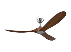 Monte Carlo 60" Maverick Ceiling Fan 3MAVR60 Indoor Ceiling Fans Monte Carlo Brushed Steel with Koa Blades  