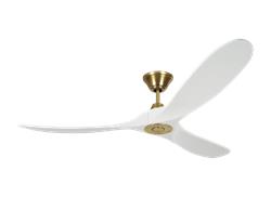 Monte Carlo 60" Maverick Ceiling Fan 3MAVR60 Indoor Ceiling Fans Monte Carlo Matte White with Burnished Brass  