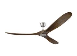 Monte Carlo 70" Maverick Max Ceiling Fan 3MAVR70 Indoor Ceiling Fans Monte Carlo Brushed Steel with Dark Walnut Blades  