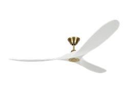 Monte Carlo 70" Maverick Max Ceiling Fan 3MAVR70 Indoor Ceiling Fans Monte Carlo Matte White with Burnished Brass  