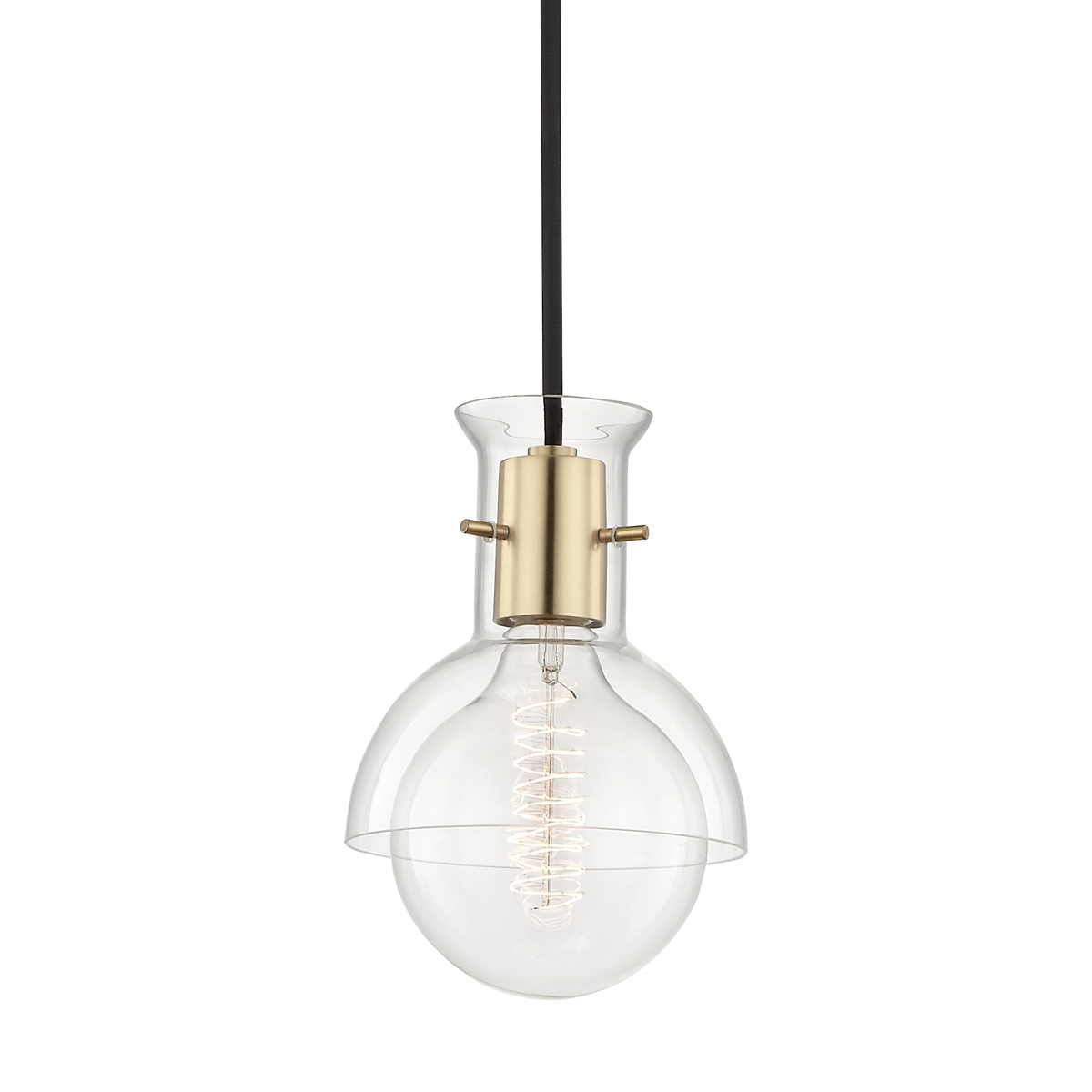 Hudson Valley Lighting Riley 1 Light Pendant With Glass H111701G Mini Pendant Mitzi Aged Brass  