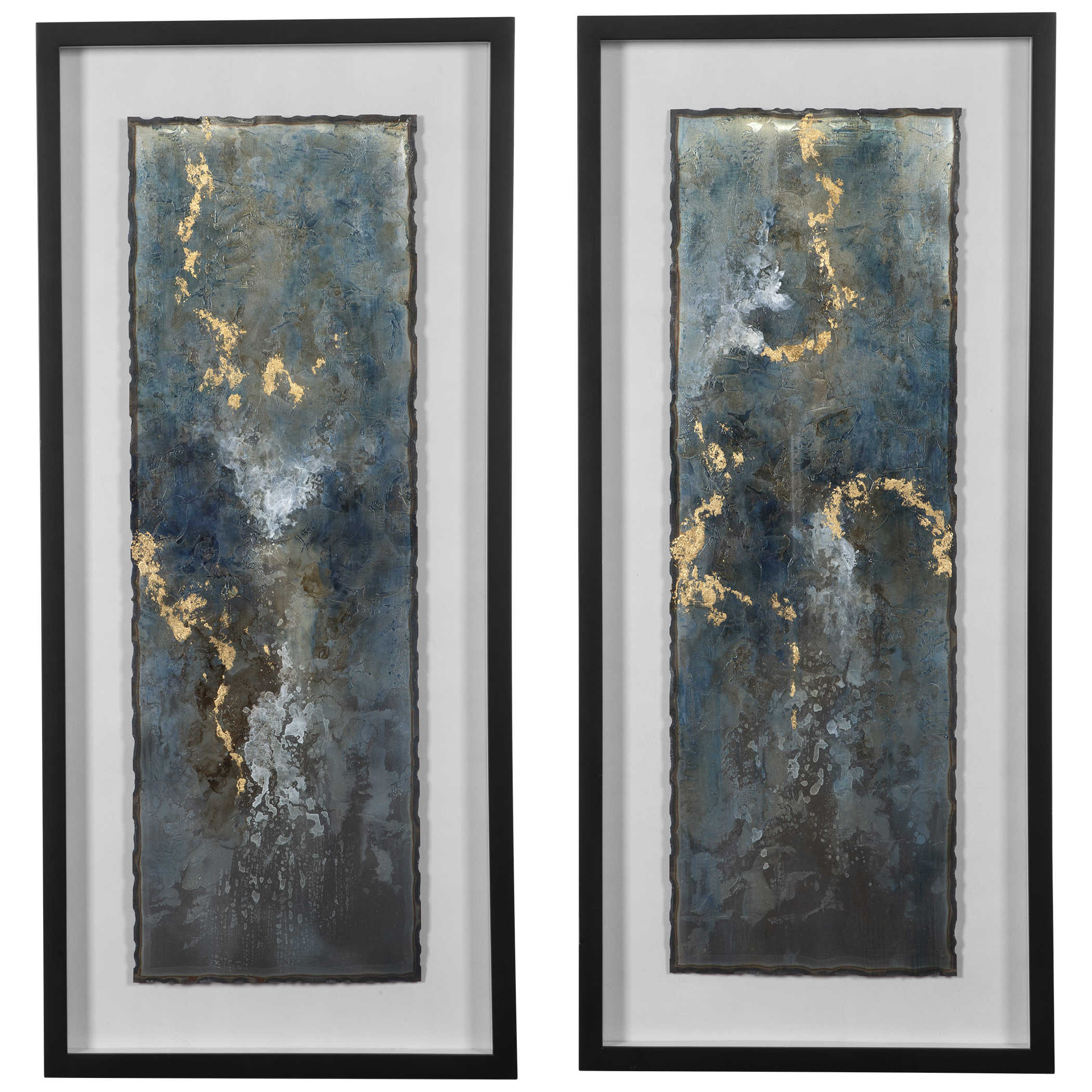 Uttermost Glimmering Agate Abstract Prints, S/2 Décor/Home Accent Uttermost MDF,IRON,PINE,GLASS  