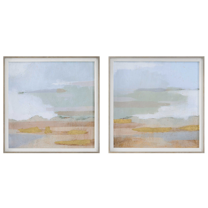 Uttermost Abstract Coastline Framed Prints, S/2 Wall Decor Uttermost PINE,GLASS,MDF,VENEER,LIN EN,PAPER