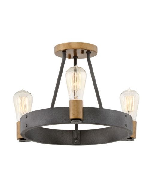 Hinkley Silas Flush Mount 4263DZ Flush Mount Ceiling Light Hinkley Aged Zinc with Heritage Brass accents  