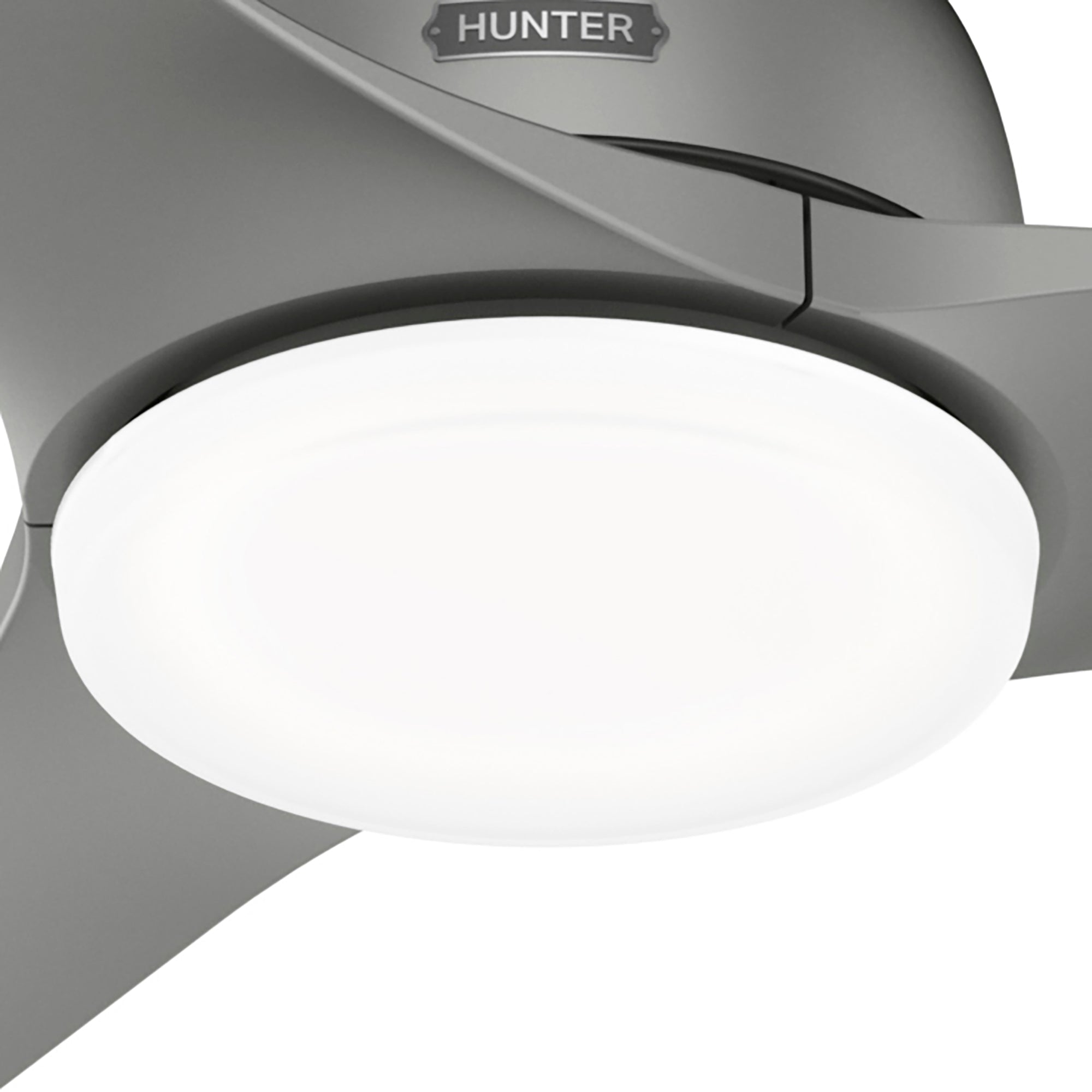 Hunter 52 inch Gallegos Damp Rated Ceiling Fan and Wall Control Ceiling Fan Hunter Matte Silver Matte Silver / Matte Silver Painted Cased White