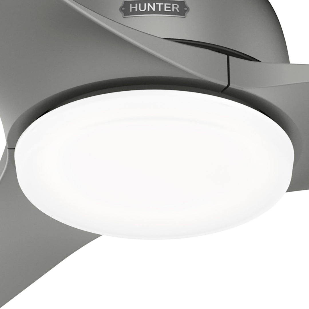 Hunter 52 inch Gallegos Damp Rated Ceiling Fan and Wall Control Indoor Ceiling Fans Hunter Matte Silver Matte Silver / Matte Silver Painted Cased White