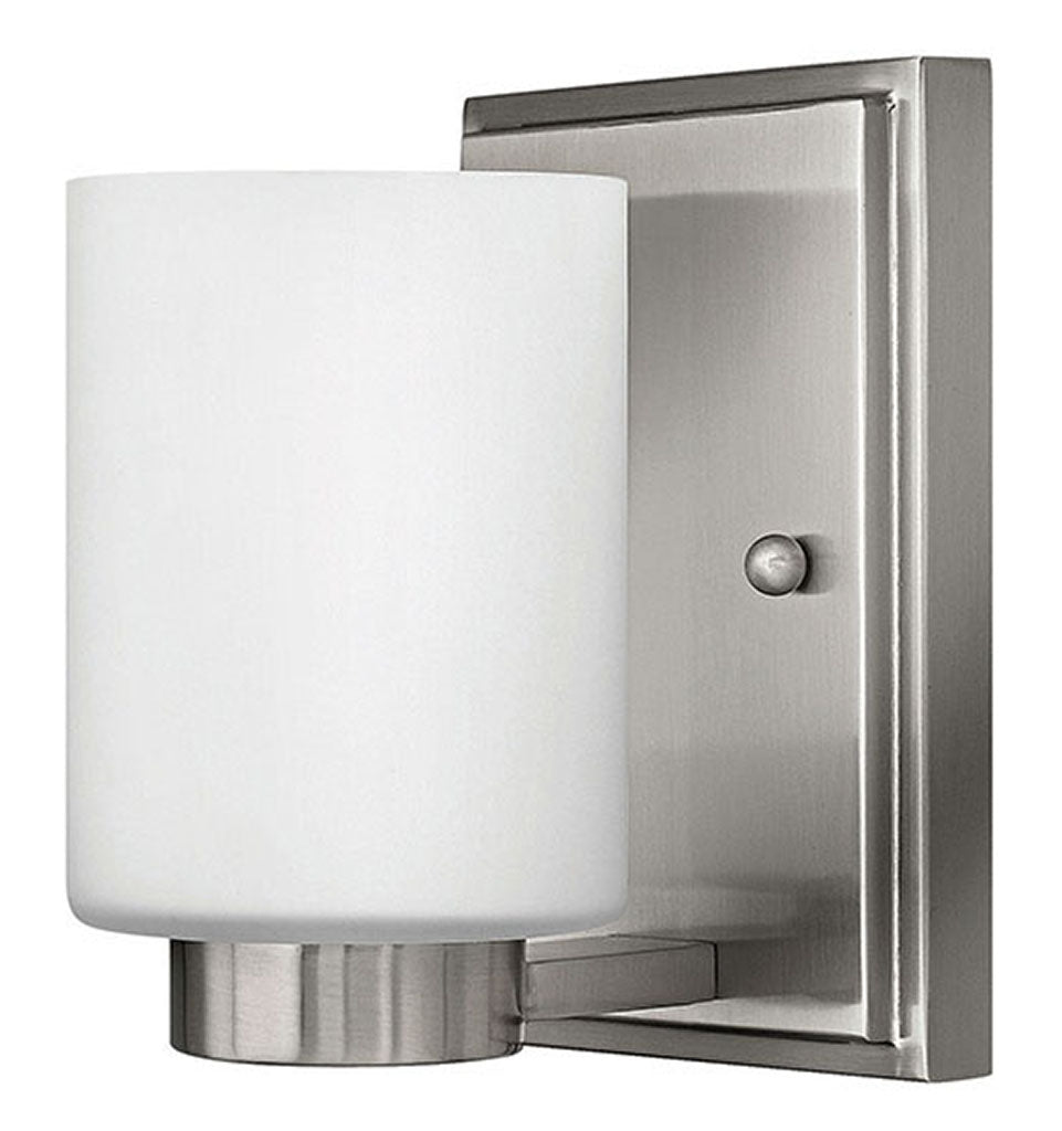 HINKLEY MILEY Single Light Vanity 5050 Wall Sconces Hinkley Brushed Nickel with White Etched  