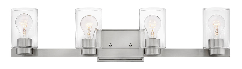 HINKLEY MILEY Four Light Vanity 5054 Wall Light Fixtures Hinkley Brushed Nickel with Clear glass  
