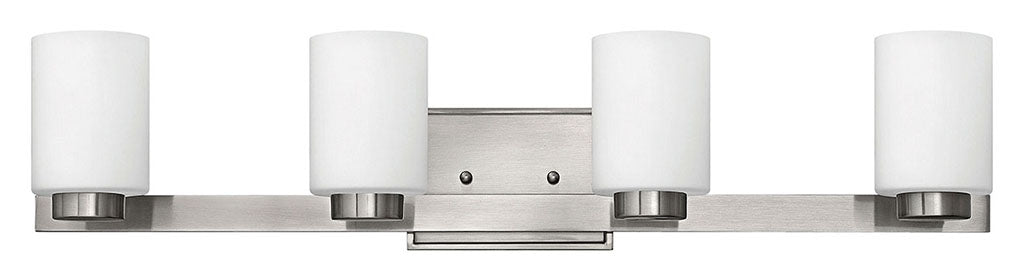 HINKLEY MILEY Four Light Vanity 5054 Wall Light Fixtures Hinkley Brushed Nickel with White Etched  