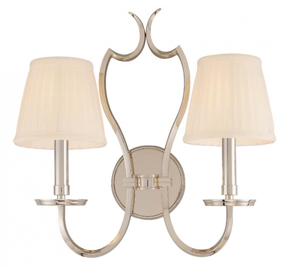 Hudson Valley 2 LIGHT WALL SCONCE 5302 Wall Sconces Hudson Valley Lighting Nickel  