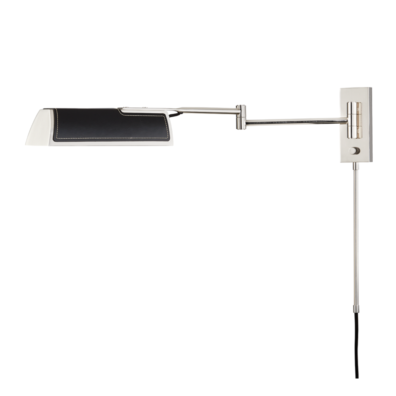 Hudson Valley 1 LIGHT SWING ARM WALL SCONCE W/ BLACK LEATHER 5331 Wall Sconces Hudson Valley Lighting Black  