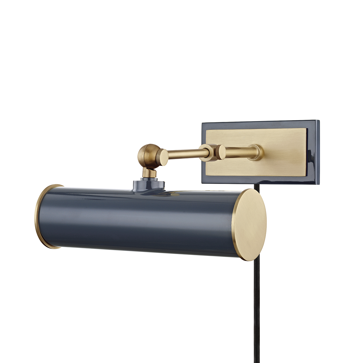 Hudson Valley Lighting Holly 1 Light Picture Light With Plug HL263201 Wall Light Fixtures Mitzi Aged Brass/Navy  
